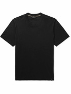 Brioni - Leather-Trimmed Cotton-Jersey T-Shirt - Black