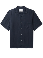 Portuguese Flannel - Dogtown Convertible-Collar Linen Shirt - Blue