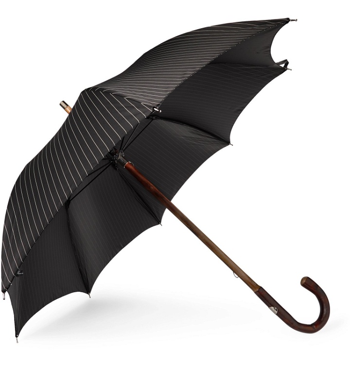 Photo: Francesco Maglia - Pinstriped Chestnut Wood-Handle Umbrella - Black