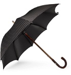 Francesco Maglia - Pinstriped Chestnut Wood-Handle Umbrella - Black