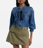 Self-Portrait Bow-detail denim shirt