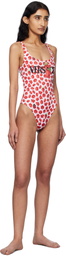 Versace Underwear White & Red Strawberry Garden One-Piece Swimsuit