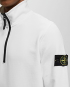 Stone Island Sweat Shirt Brushed Cotton Fleece, Garment Dyed White - Mens - Half Zips