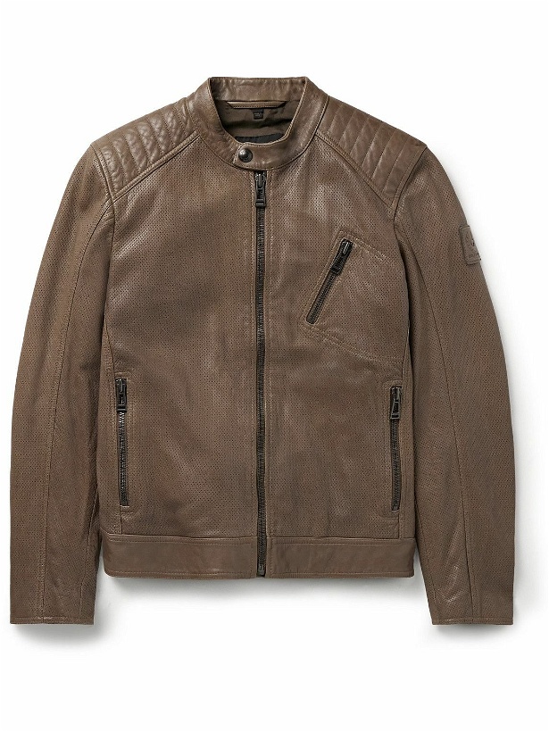 Photo: Belstaff - V Racer Air Perforated Leather Jacket - Brown