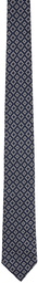 ZEGNA Navy & Gray Jacquard Tie