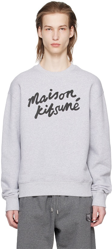 Photo: Maison Kitsuné Gray Handwriting Sweatshirt
