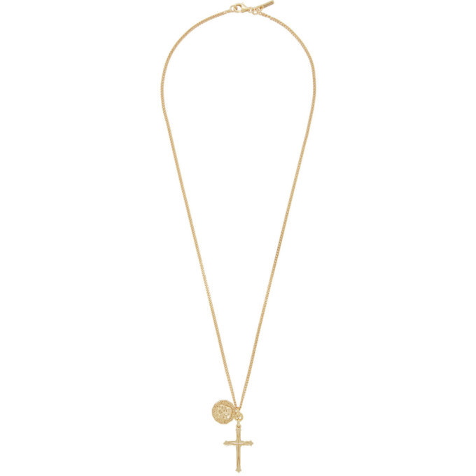 Photo: Emanuele Bicocchi SSENSE Exclusive Gold Cross and Coin Pendant Necklace