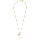 Emanuele Bicocchi SSENSE Exclusive Gold Cross and Coin Pendant Necklace