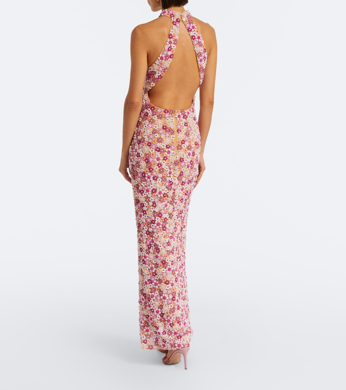 Là Fuori Afterglow Botanica beaded open-back gown