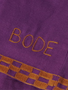 BODE - Straight-Leg Embroidered Cotton Shorts - Purple