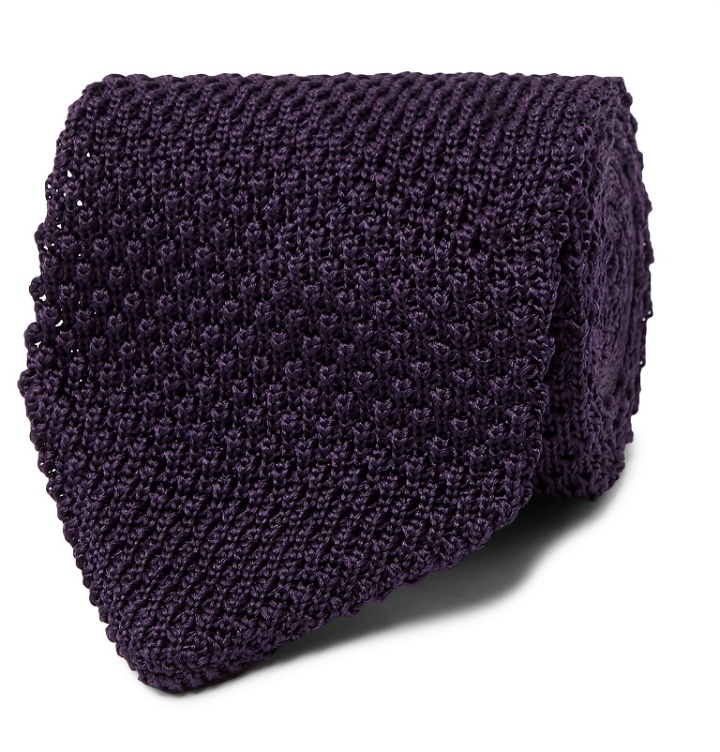Photo: Maximilian Mogg - 8cm Knitted Silk Tie - Purple