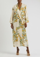 Bernadette Peignoir Printed Silk Wrap Dress Cream