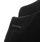 Favourbrook - Dark-Green Slim-Fit Nehru-Collar Cotton-Velvet Jacket - Black