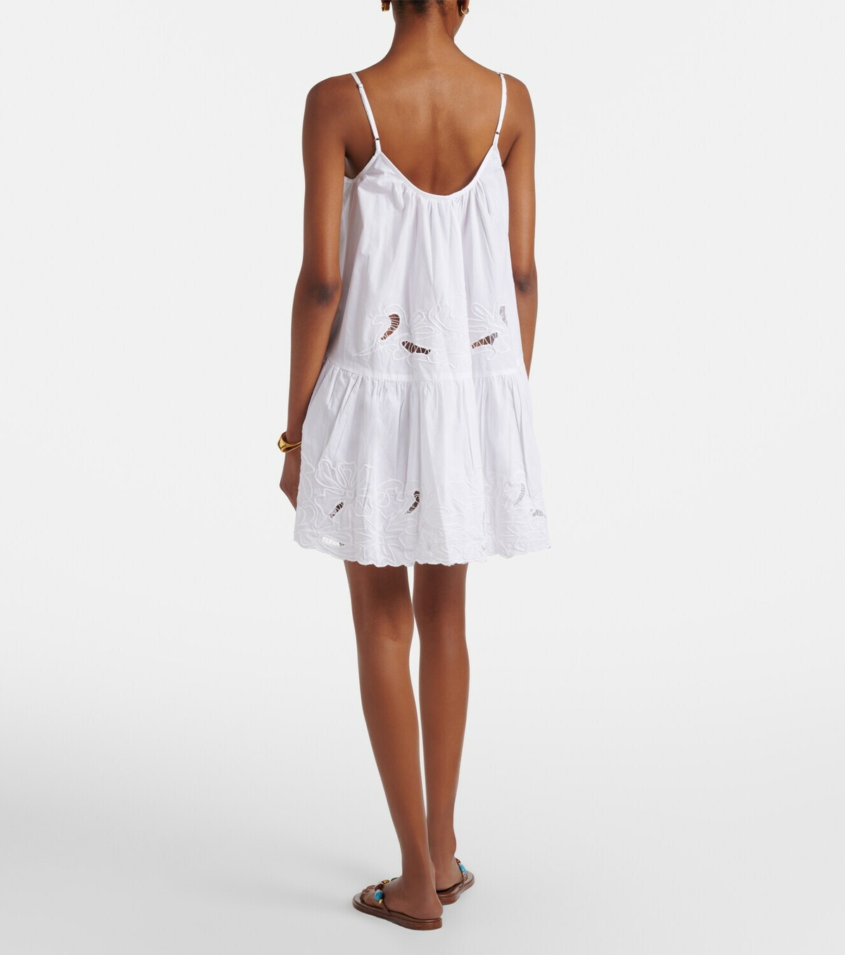 Juliet Dunn Embroidered cotton poplin minidress