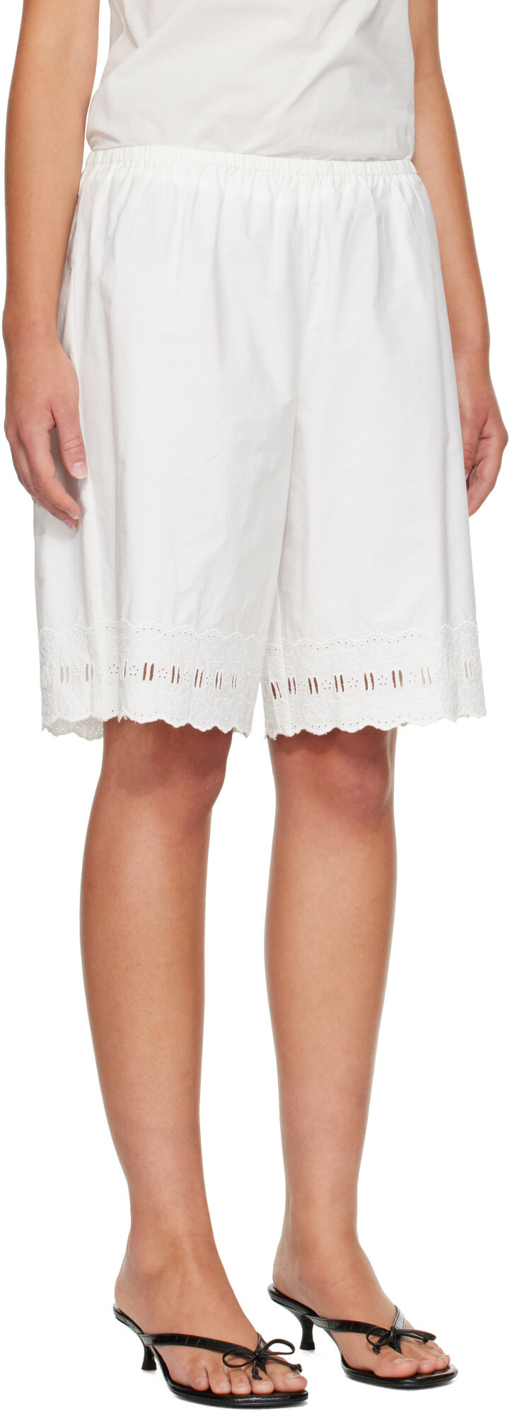 Sandy Liang White Pepita Shorts