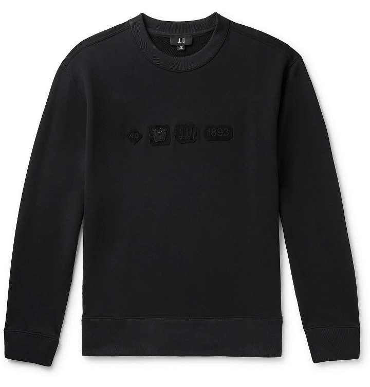 Photo: Dunhill - Hallmark Appliquéd Loopback Cotton-Jersey Sweatshirt - Black