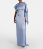Erdem Embellished caped satin cady gown