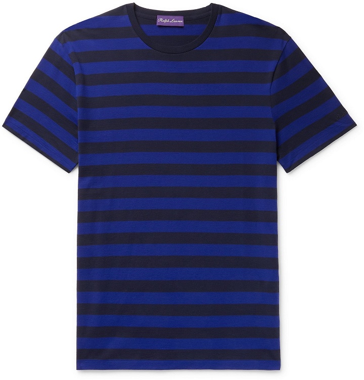 Photo: Ralph Lauren Purple Label - Slim-Fit Striped Cotton-Jersey T-Shirt - Blue