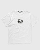 Stone Island Tee Cotton Jersey, 'stamp Three' Print, Garment Dyed White - Mens - Shortsleeves