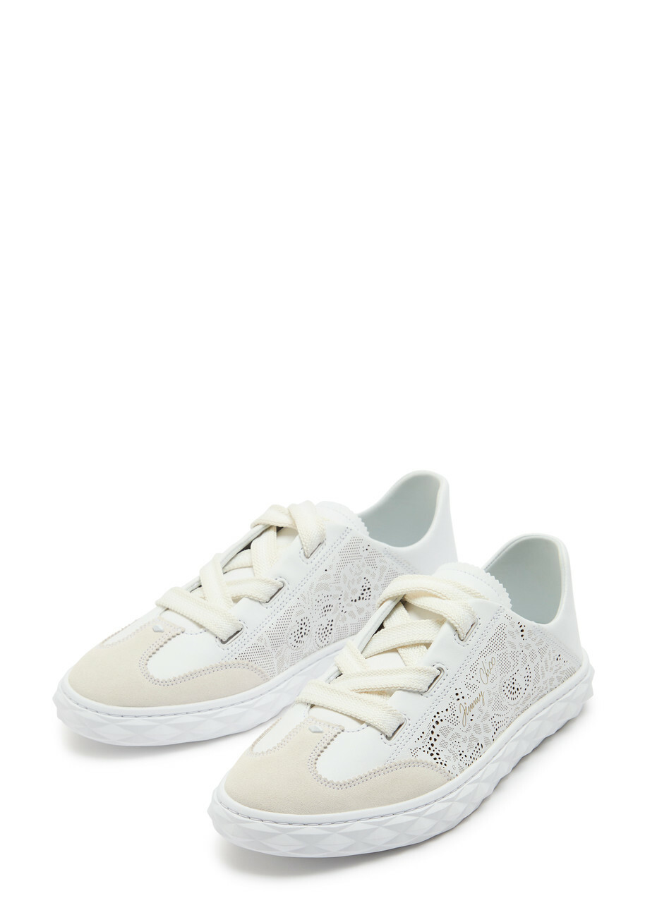 Jimmy Choo Diamond Light Flex Perforated Leather Sneakers White