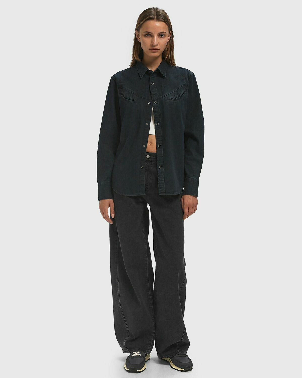 Levis SMILEY WESTERN Black Womens Shirts & Blouse