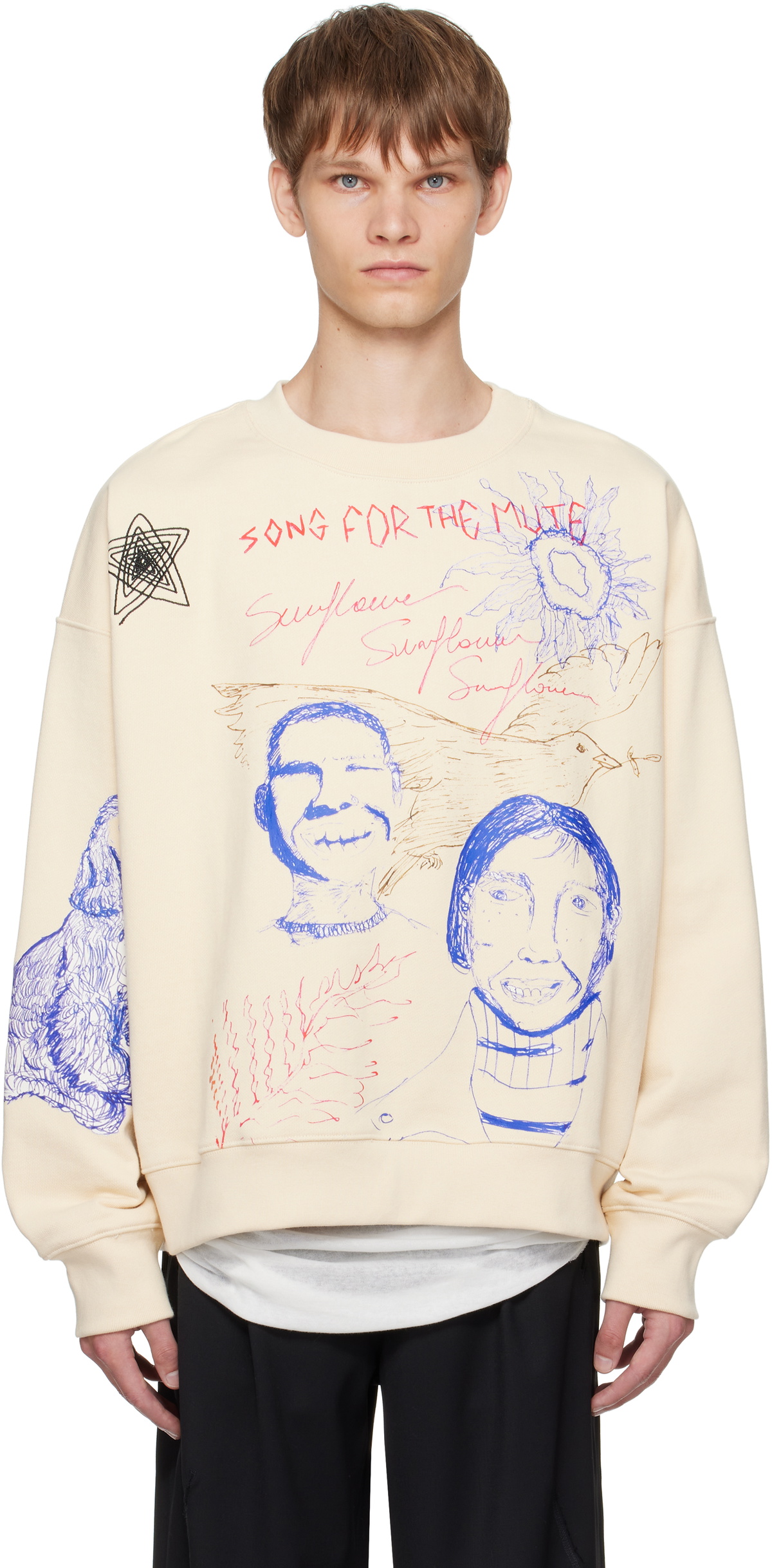 Song for the Mute Beige Sketchbook Relaxed Sweatshirt
