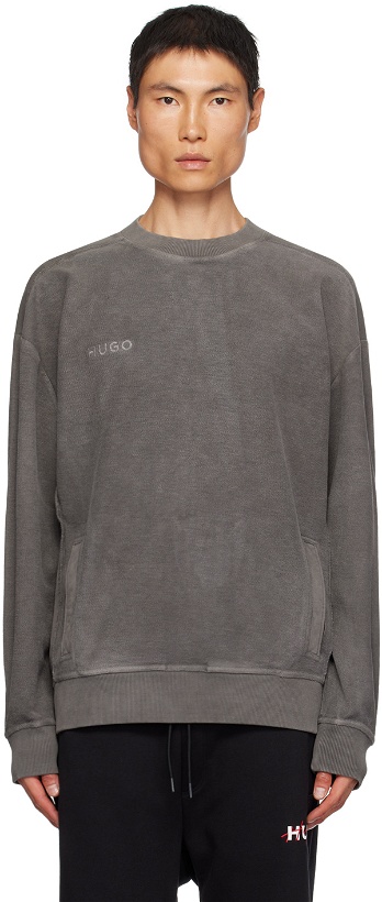 Photo: Hugo Gray Embroidered Sweatshirt