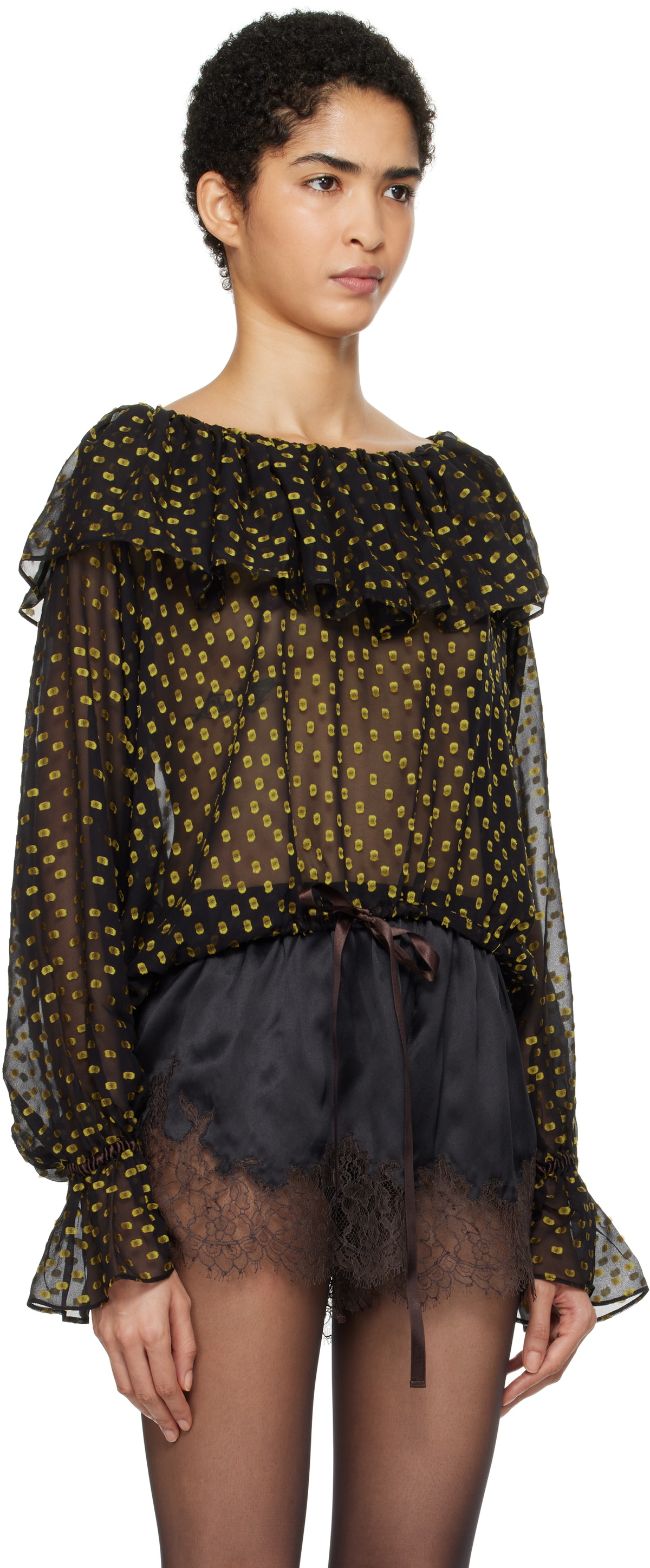 Bode Black Stadium Dot Blouse