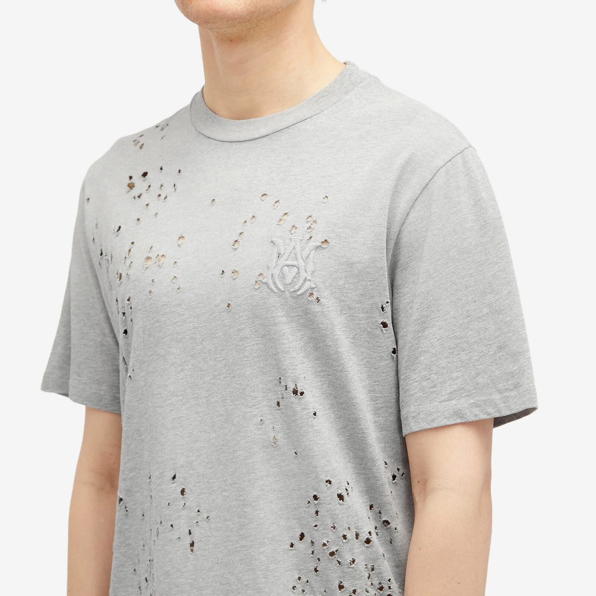 【関税込み】AMIRI グレー MA刺繍 Tシャツ AMIRI Men's MA Shotgun Embroidered Logo T-Shirt in Grey Amiri