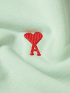 AMI PARIS - Logo-Embroidered Cotton-Jersey Hoodie - Green