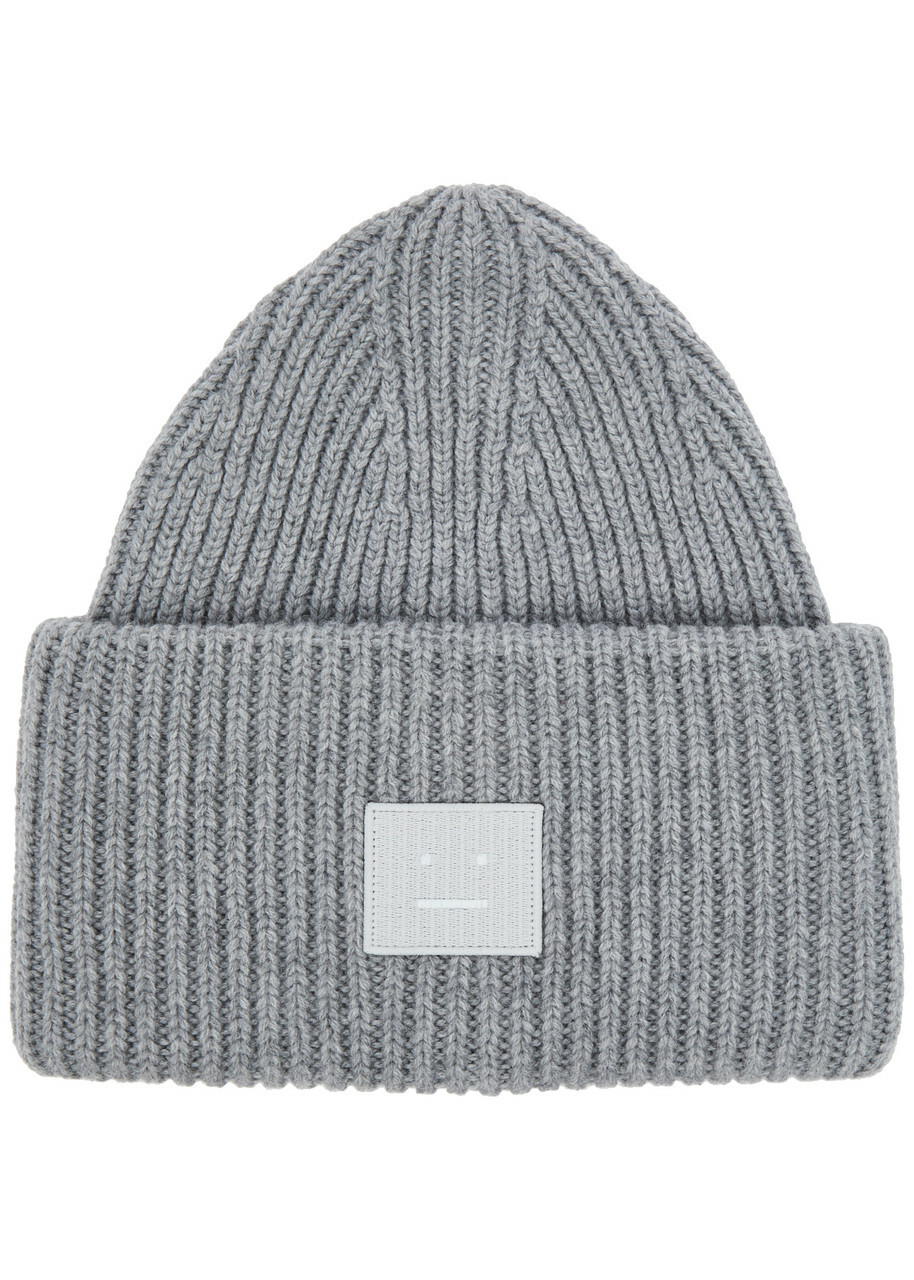【ACNE STUDIOS】アプリーケイドゥ ribbed wool beanie ACNE STUDIOS Kubi Logo-Appliquéd Ribbed Wool and Yak-Blend