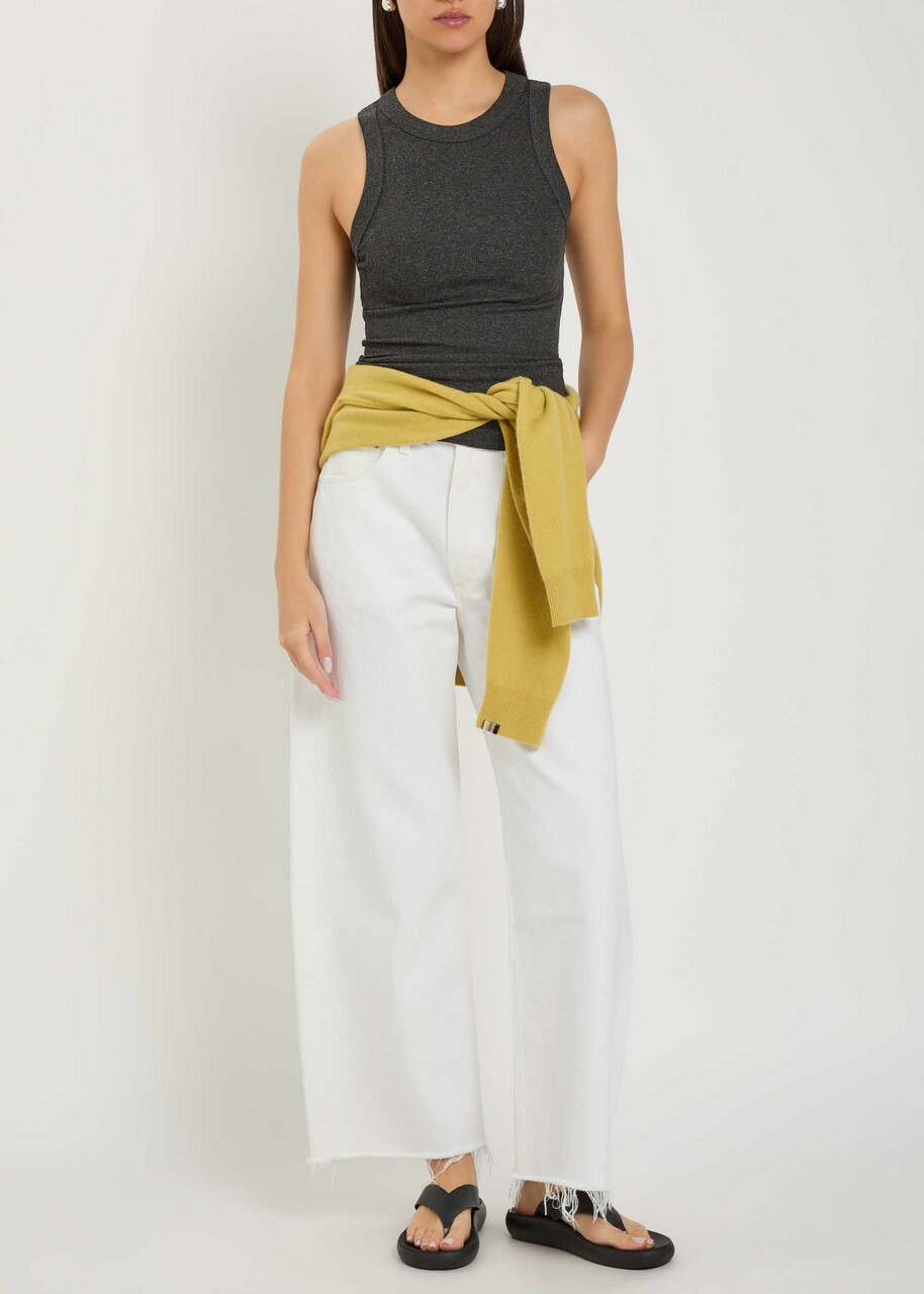Agolde Low Curve Frayed Barrel-leg Jeans White
