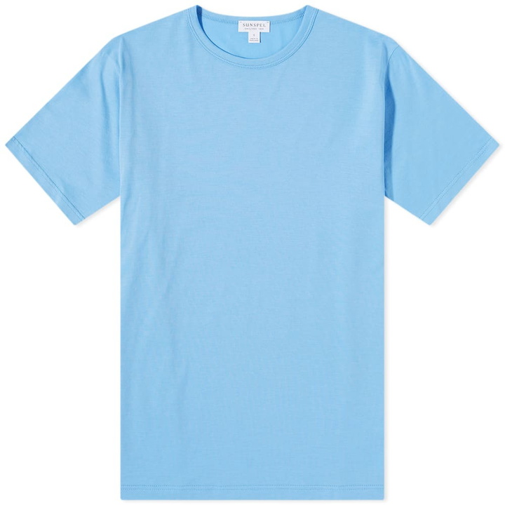 Photo: Sunspel Men's Classic Crew Neck T-Shirt in Mid Blue