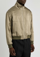 Saint Laurent Panelled Satin Bomber Jacket Green