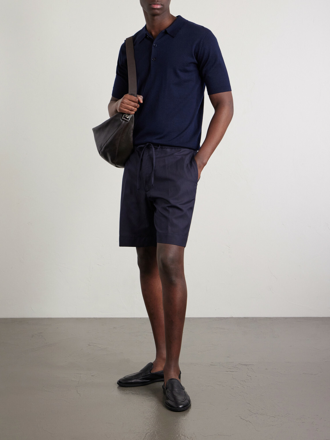Officine Générale - Phil Straight-Leg Lyocell, Linen and Cotton-Blend Shorts - Blue