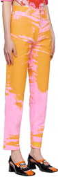 AGR Pink & Orange Printed Jeans