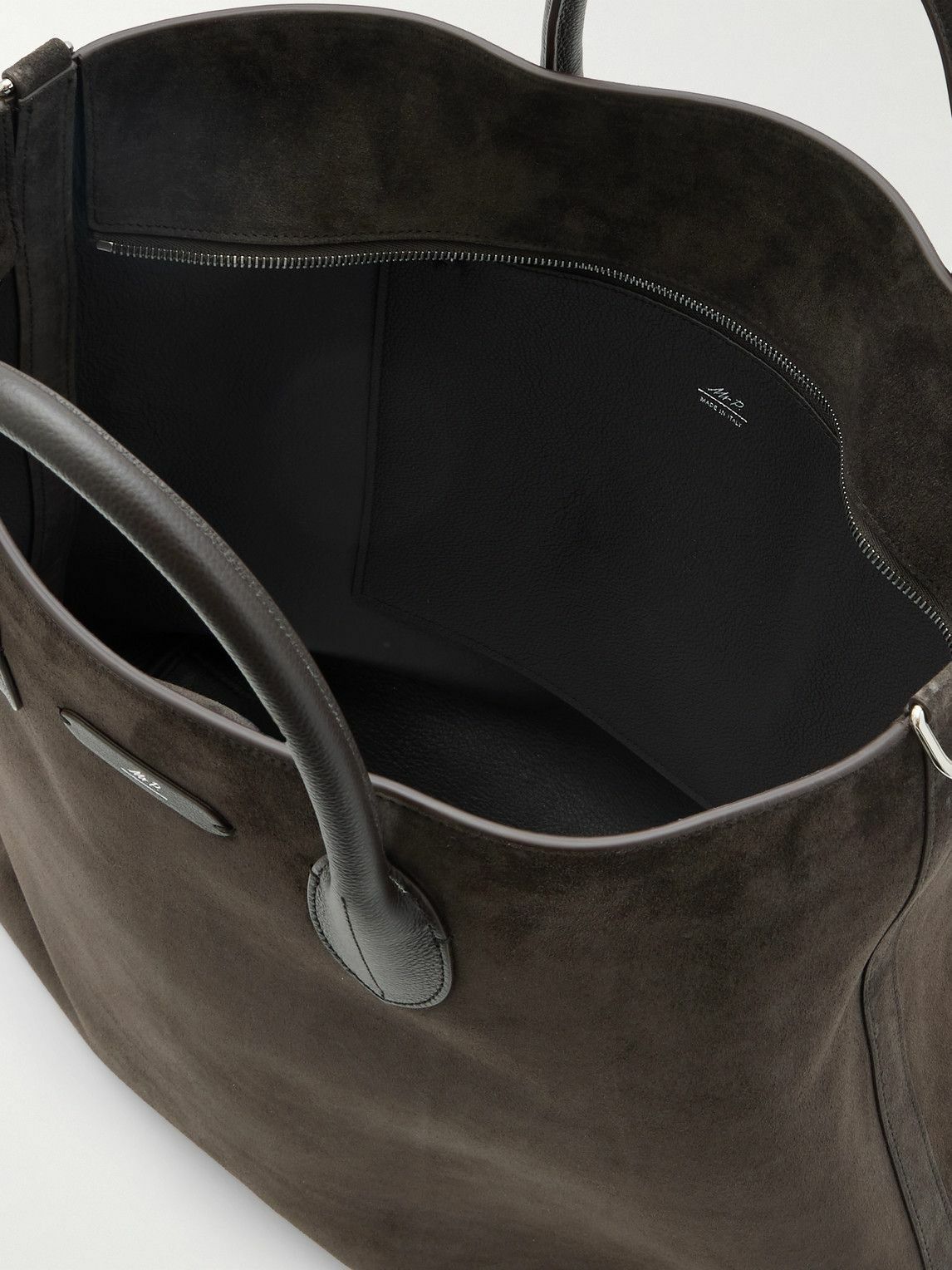 Mr P. - Full Grain Leather-Trimmed Suede Tote