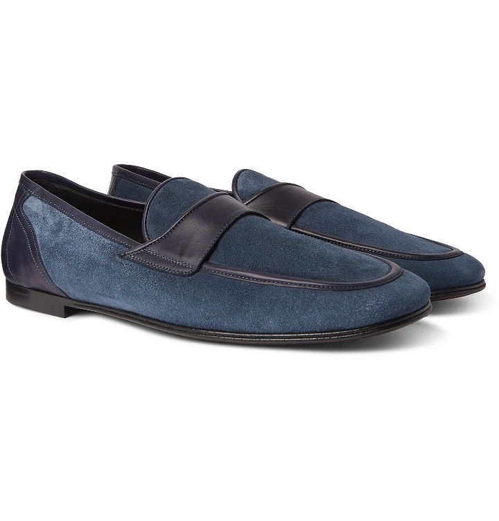 Photo: Dolce & Gabbana - Leather-Trimmed Suede Loafers - Blue