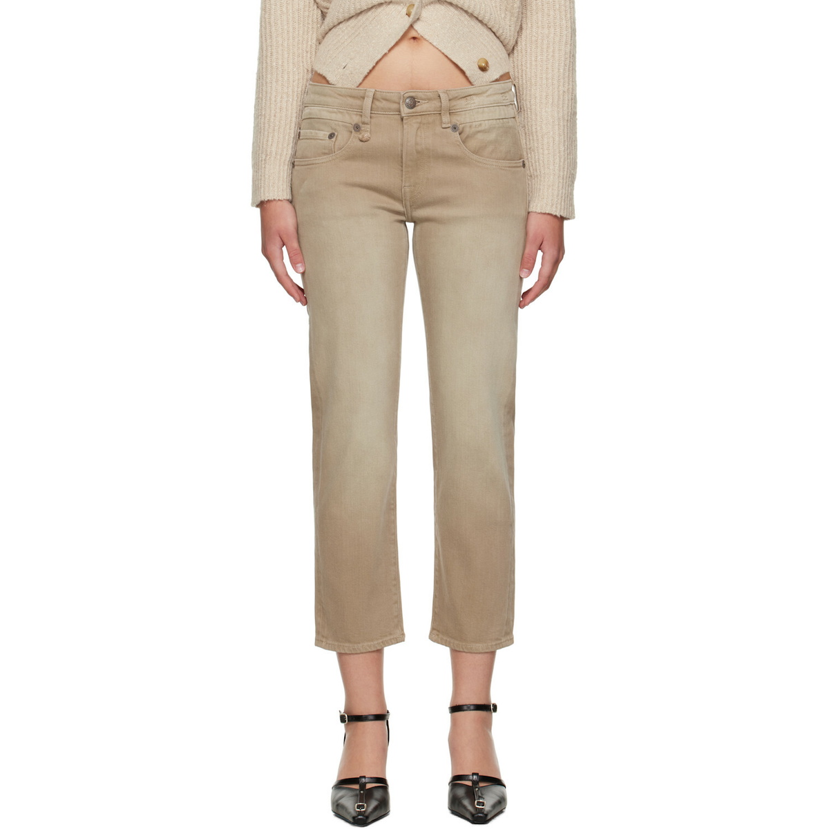 R13 Tan Boy Straight Jeans
