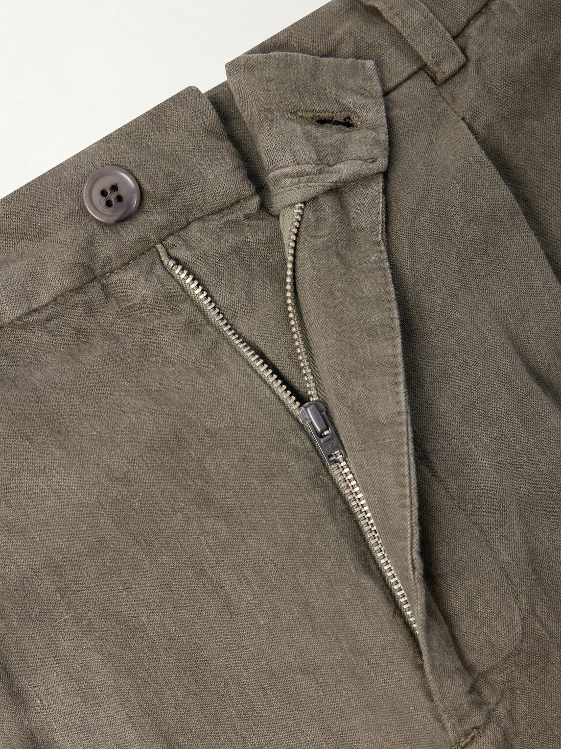 3sixteen - Straight-Leg Pleated Linen Trousers - Green
