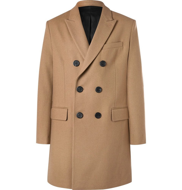 Photo: AMI - Slim-Fit Double-Breasted Felted Wool-Blend Coat - Men - Camel
