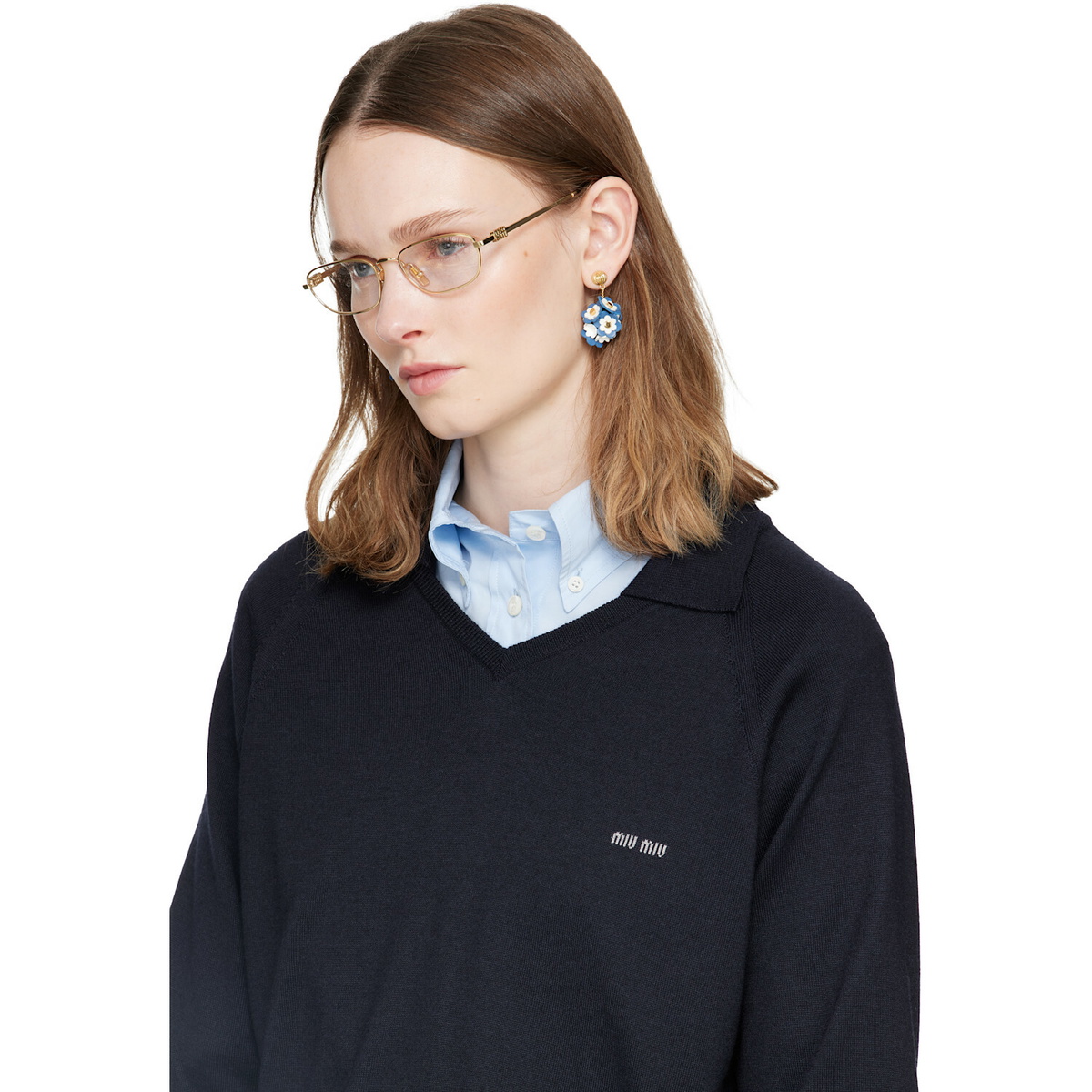 Miu Miu Eyewear Gold Rectangular Sunglasses
