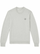 Maison Kitsuné - Slim-Fit Logo-Appliquéd Wool Sweater - Gray
