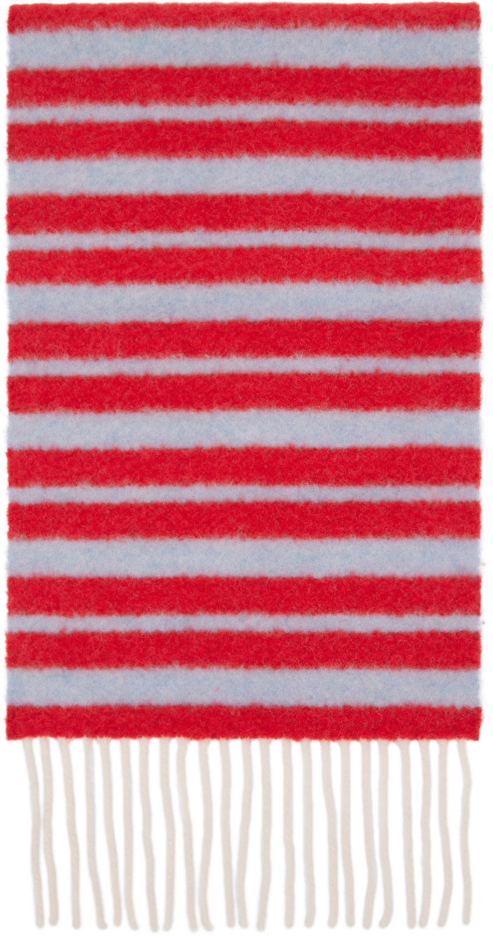 Marni Red & Blue Striped Alpaca Scarf