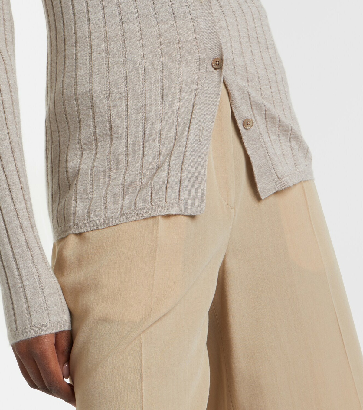 Toteme Ribbed-knit cashmere and silk cardigan