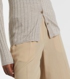 Toteme Ribbed-knit cashmere and silk cardigan