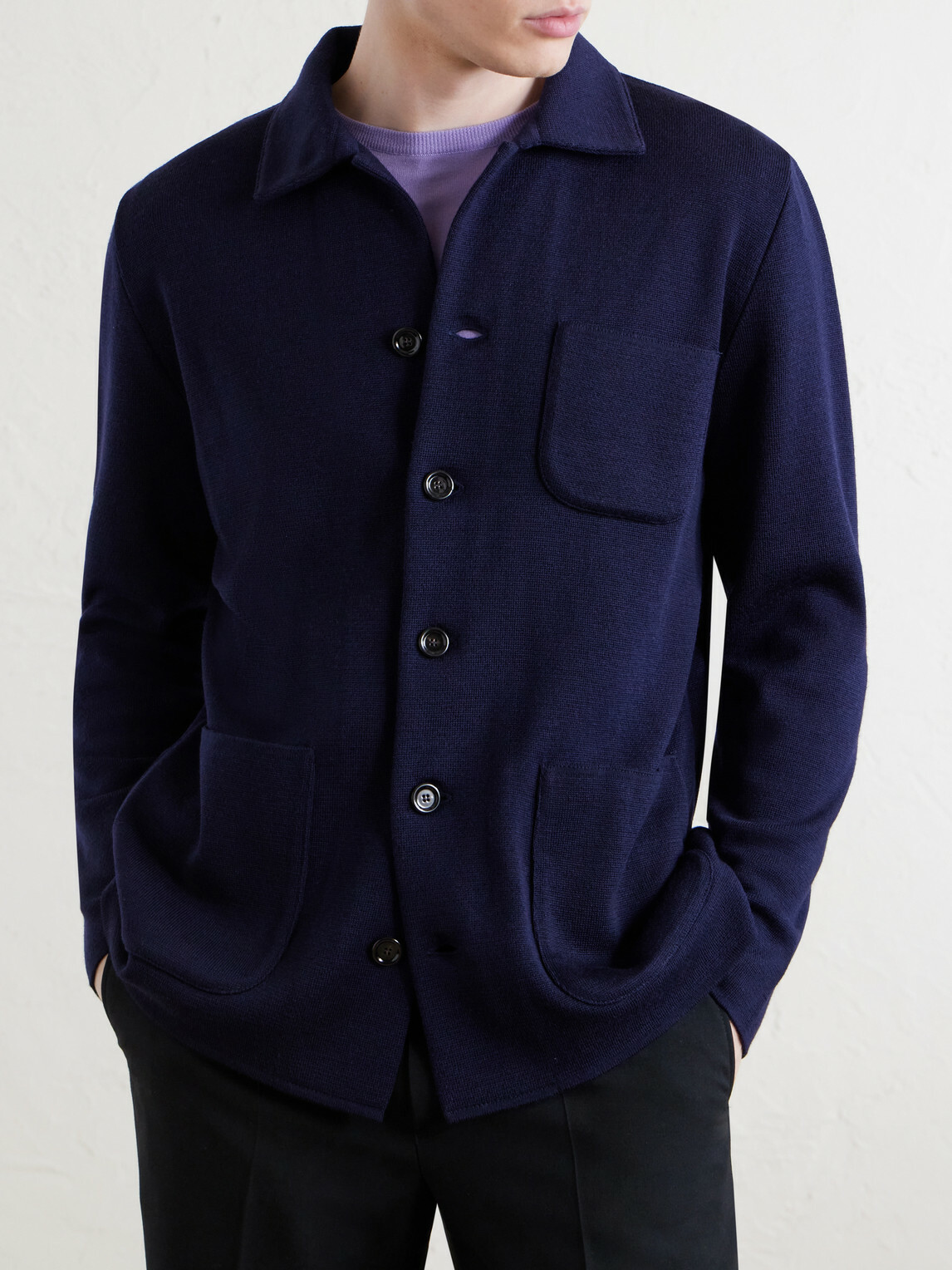 Lardini - Virgin Wool Cardigan - Blue