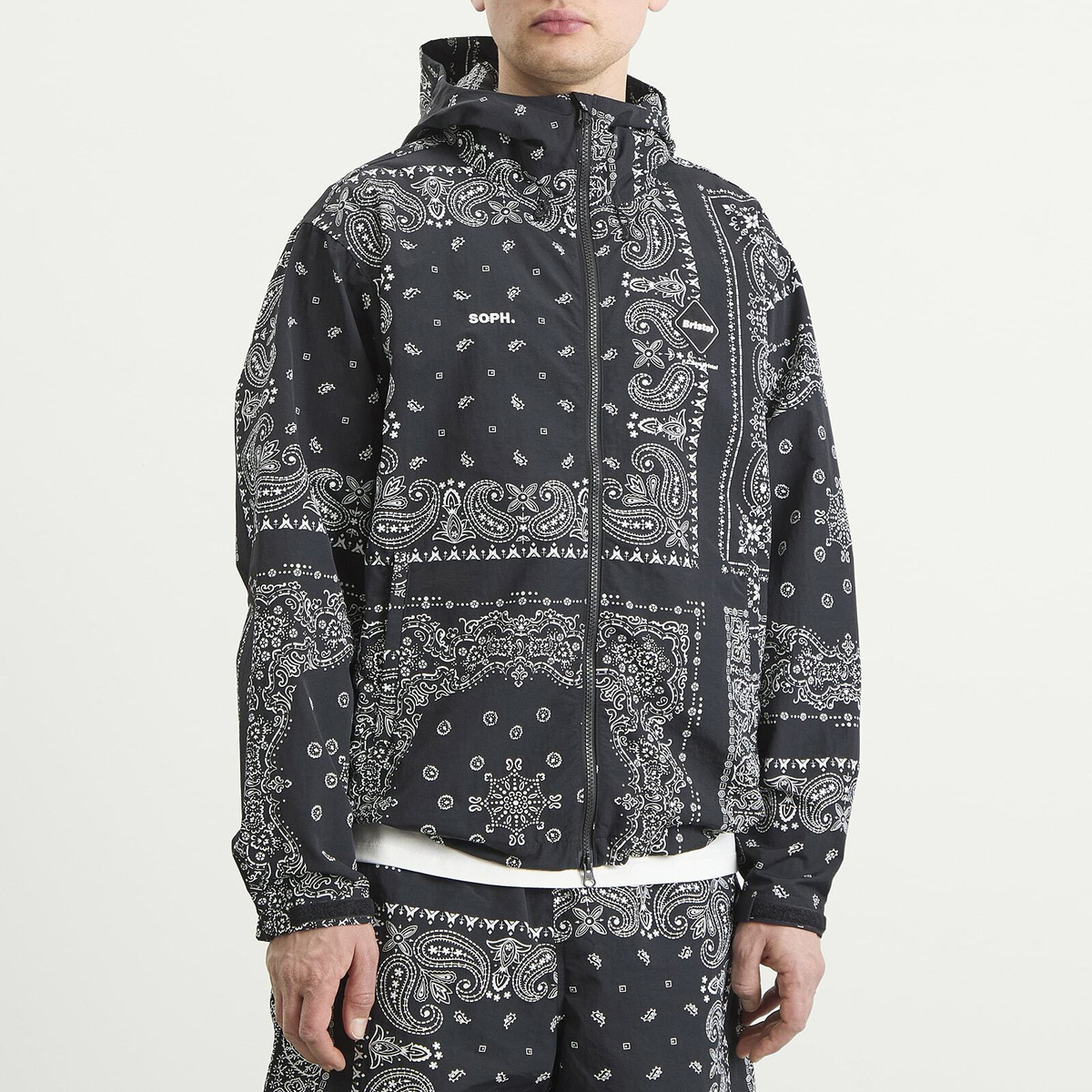 F.C. Real Bristol Men's Bandana Nylon Hooded Jacket in Black