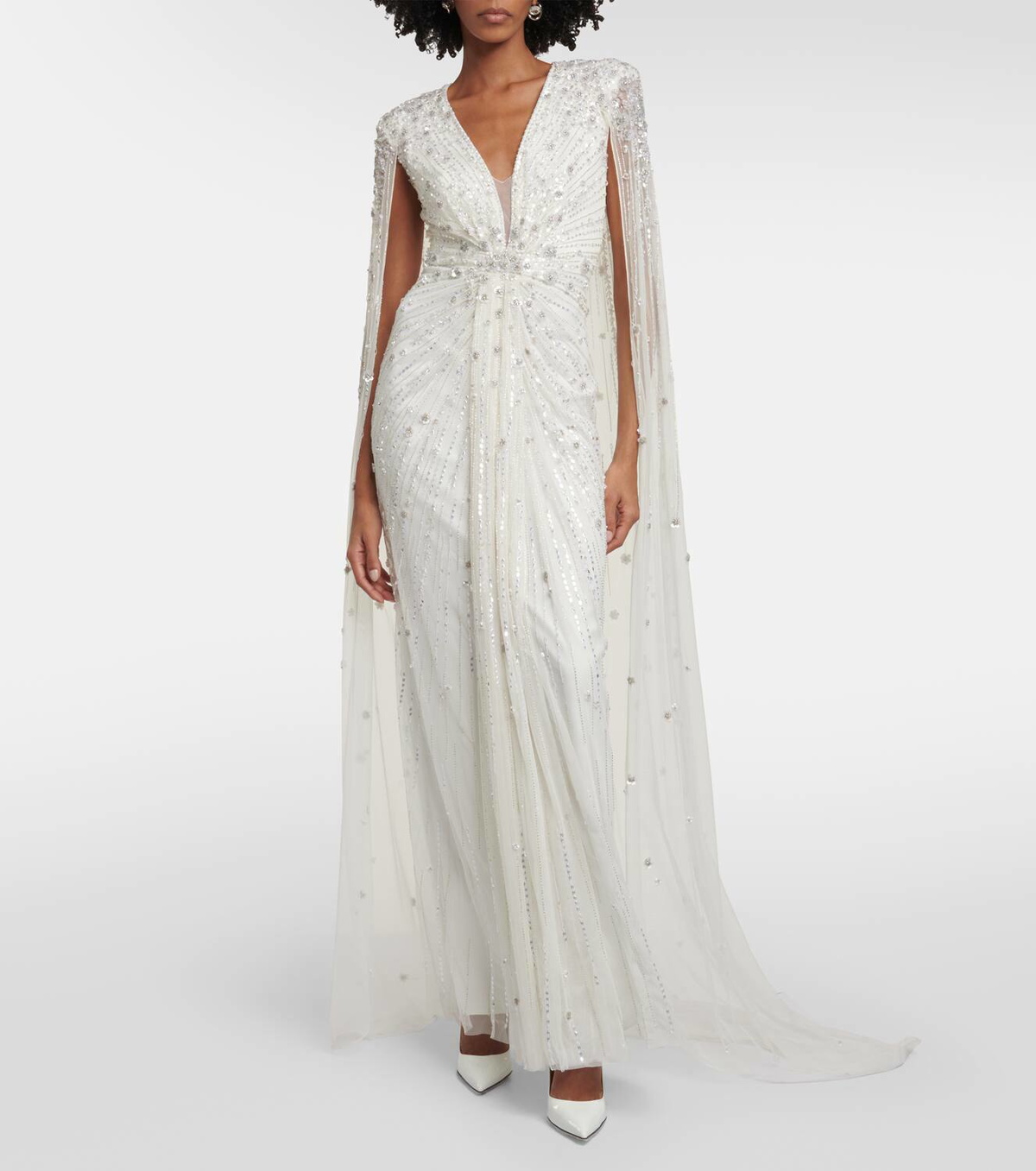 Jenny Packham Bridal Sweet Wonder sequined caped gown Jenny Packham Jenny Packham Bridal Sweet Wonder sequined caped gown Jenny Packham
