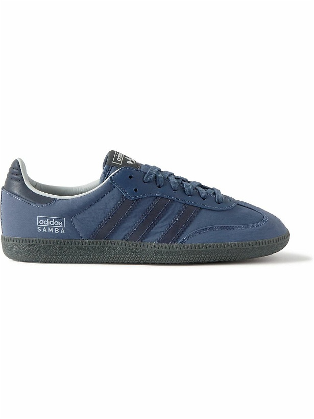 Photo: adidas Originals - Samba OG Leather-Trimmed Crinkled-Shell Sneakers - Blue